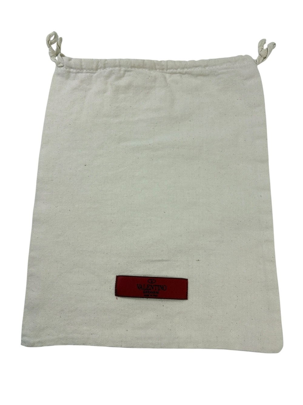 Valentino Garavani Dust Bag Canvas Drawstring Storage Pouch Cream Beige 12x10